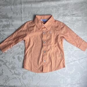 Rugged butts Baby Shirt 6-12 Months Orange Long Sleeve Button Up Collared